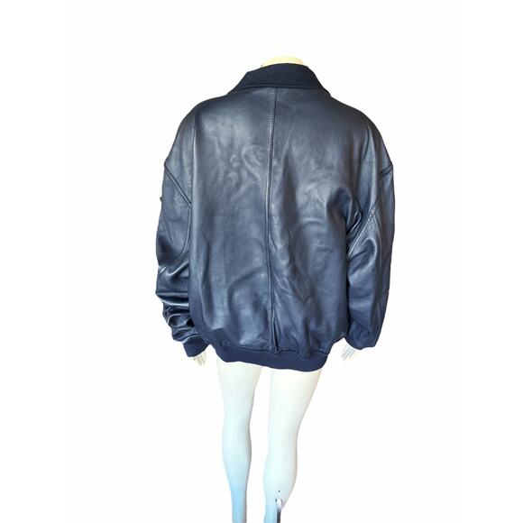 Bally Reversible Blue Suede Leather Bomber Jacket Vintage Sz 46 - Picture 15 of 16
